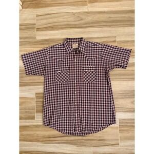 Vintage Dee Cee‎ Brand Mens Red Blue Plaid Pearl Snap Western Shirt USA Made XL
